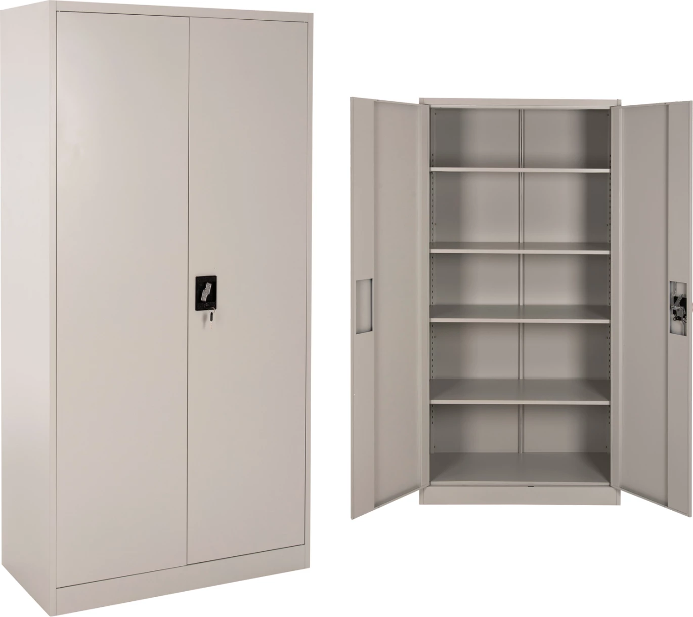 Dollap metalik FH5959.01 2-dyer me 5 hapësira ruajtjeje, ngjyrë gri e lehtë, 90Χ40Χ180 cm