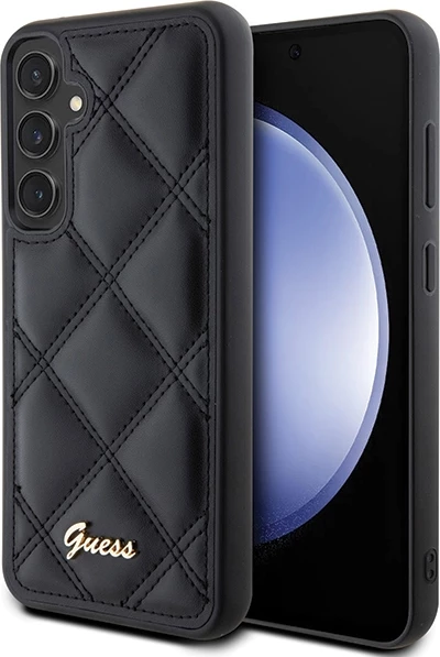 Mbështjellës Guess Quilted Metal Logo për Samsung Galaxy S23 FE, i zi