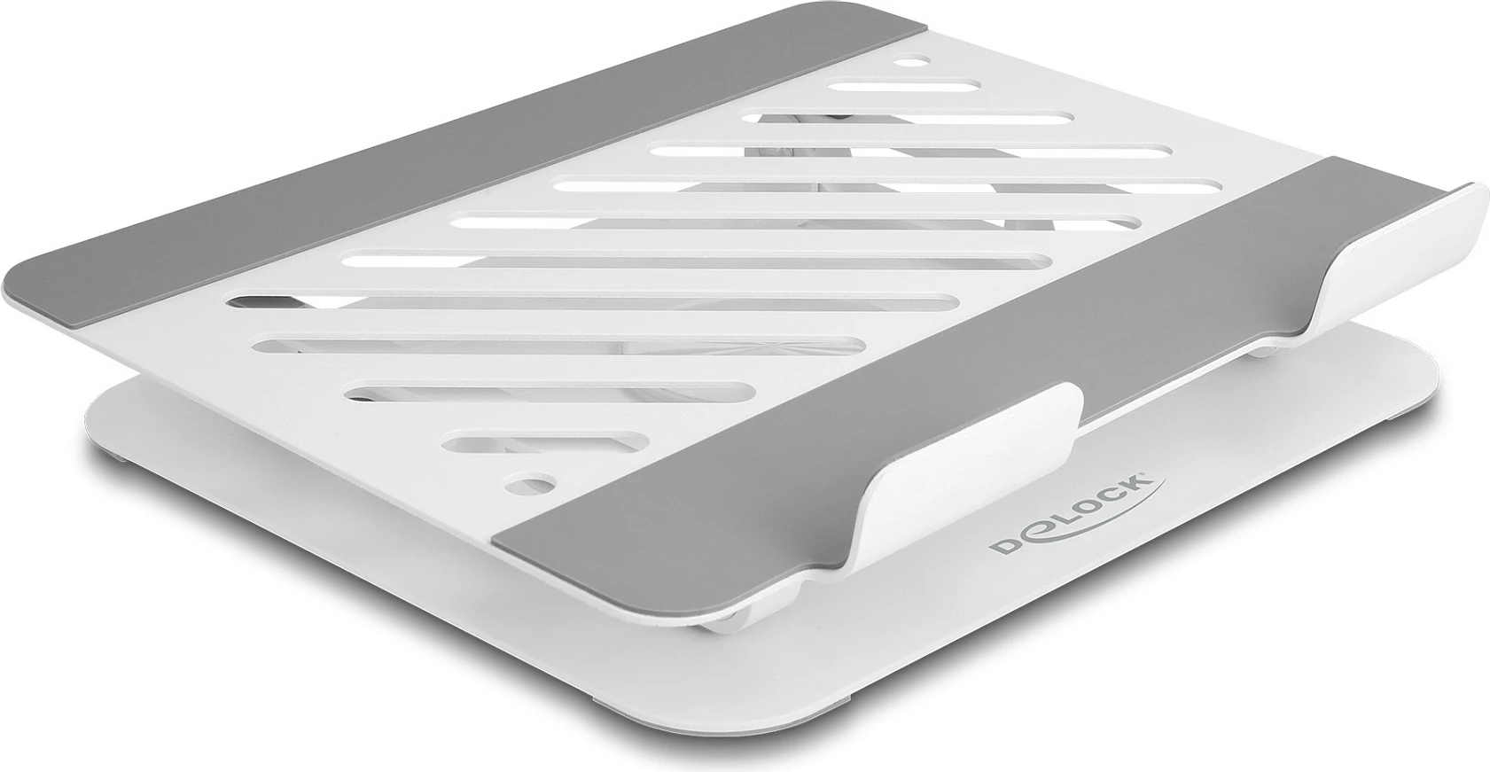 Mbajtëse për tablet dhe laptop DeLOCK, alumini, e rregullueshme, rrotullim 360°, gri e hapur