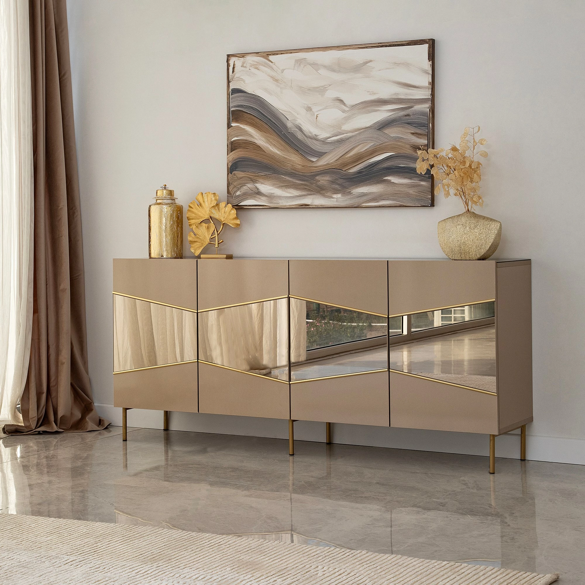 Konsolë Hanah Home, Nice, bronz dhe ari