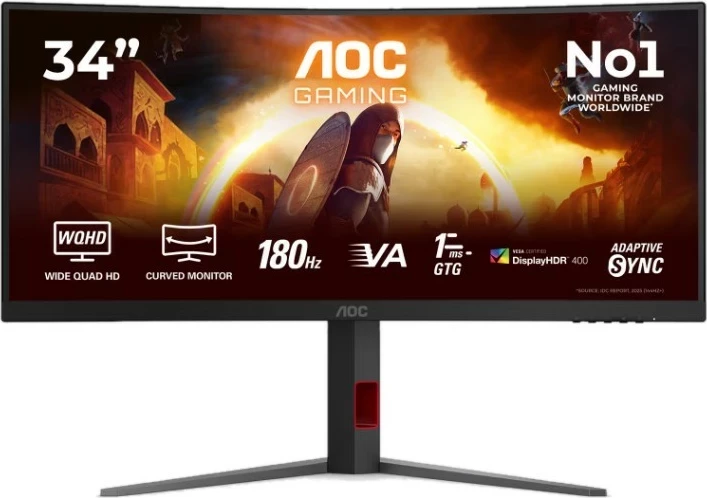 Monitor gaming AOC CU34G4CA, 34" UWQHD 180Hz Fast VA, i lakuar HDR400 Adaptive Sync, i zi