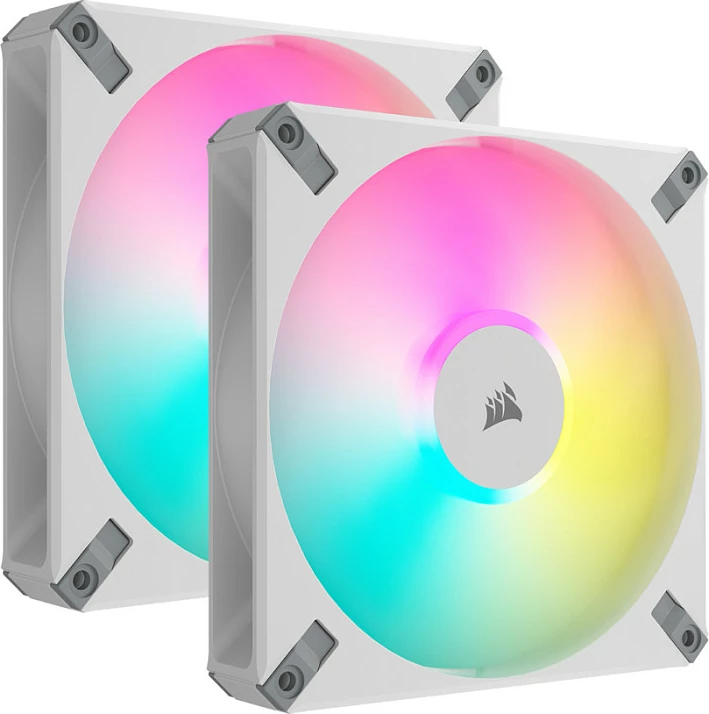 Ventilatorë për kasë Corsair AF140 RGB ELITE, 140mm, paketë 2 copë, të bardhë