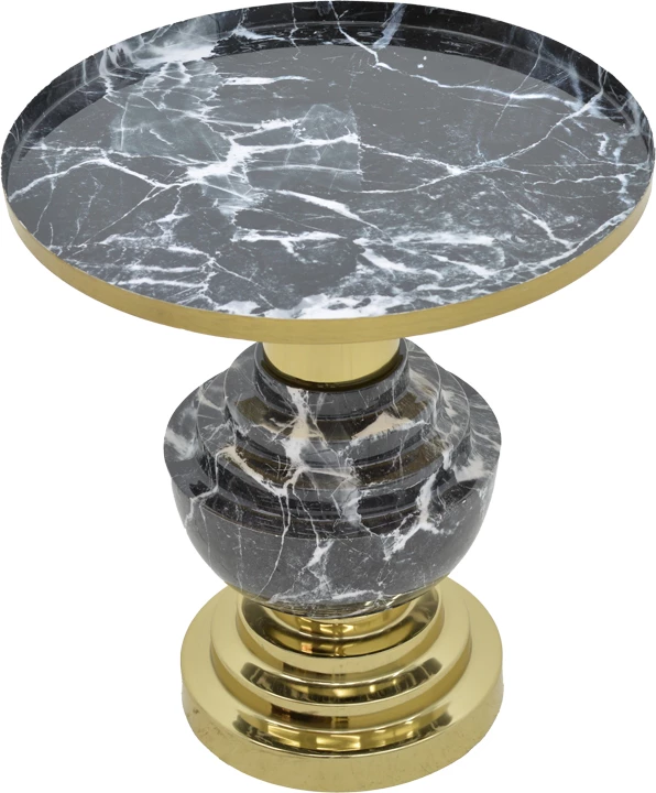 Tavolinë anësore Cogent Inart metalike, ngjyrë zezë-ari, D46x50cm