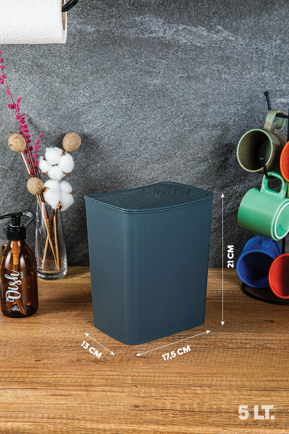 Kosh mbeturinash anthracite, Hermia Concept, TRN-182-04, 5L