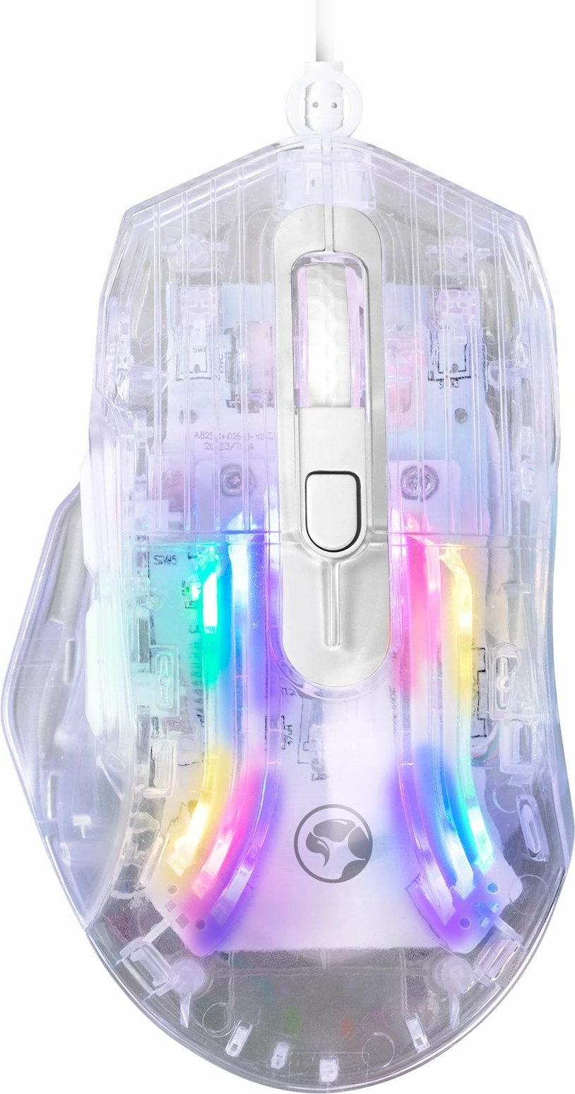 Maus gaming Marvo Prism 40 M413, 7200 DPI, USB me kabllo 1.5 m, RGB, 6 butona, transparent/e bardhë
