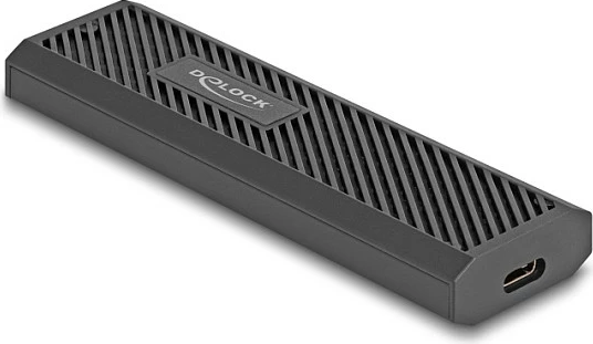 Kasë eksterne për SSD M.2 DeLOCK, USB-C 20Gbps, NVMe/SATA, pa vegla, e zezë