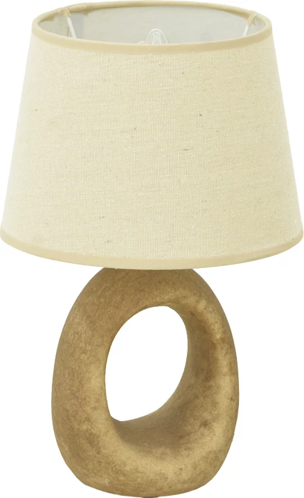 Llambë tavoline Collie, qeramikë gri antike, abazhur bezhë, E14, 18x29cm