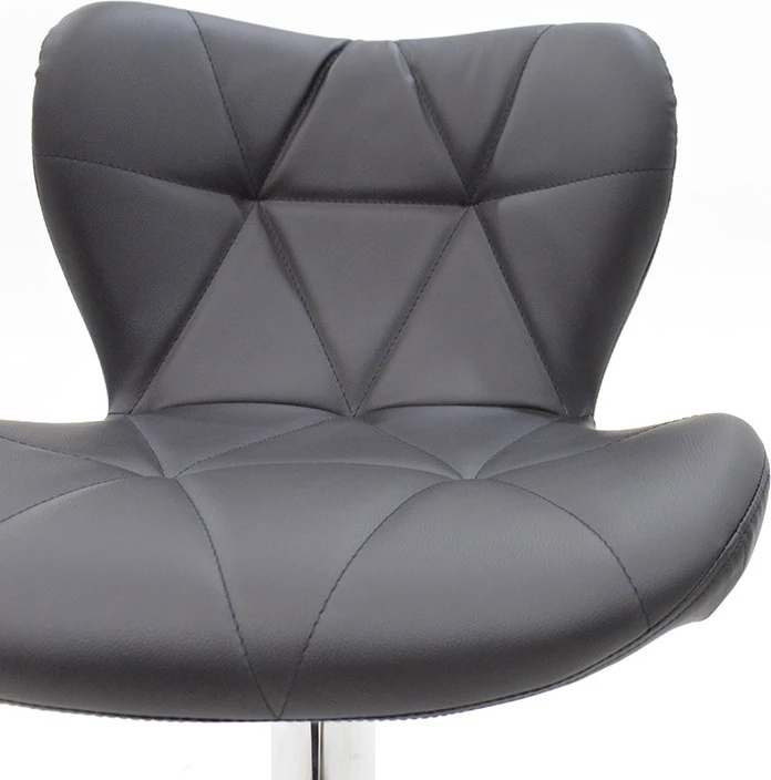 Karrige për bar Coozy, metal krom, lëkurë PU e zezë, set prej 2 copash