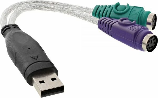 Adapter USB InLine 33386, USB-A në 2x PS/2, USB 2.0, i bardhë