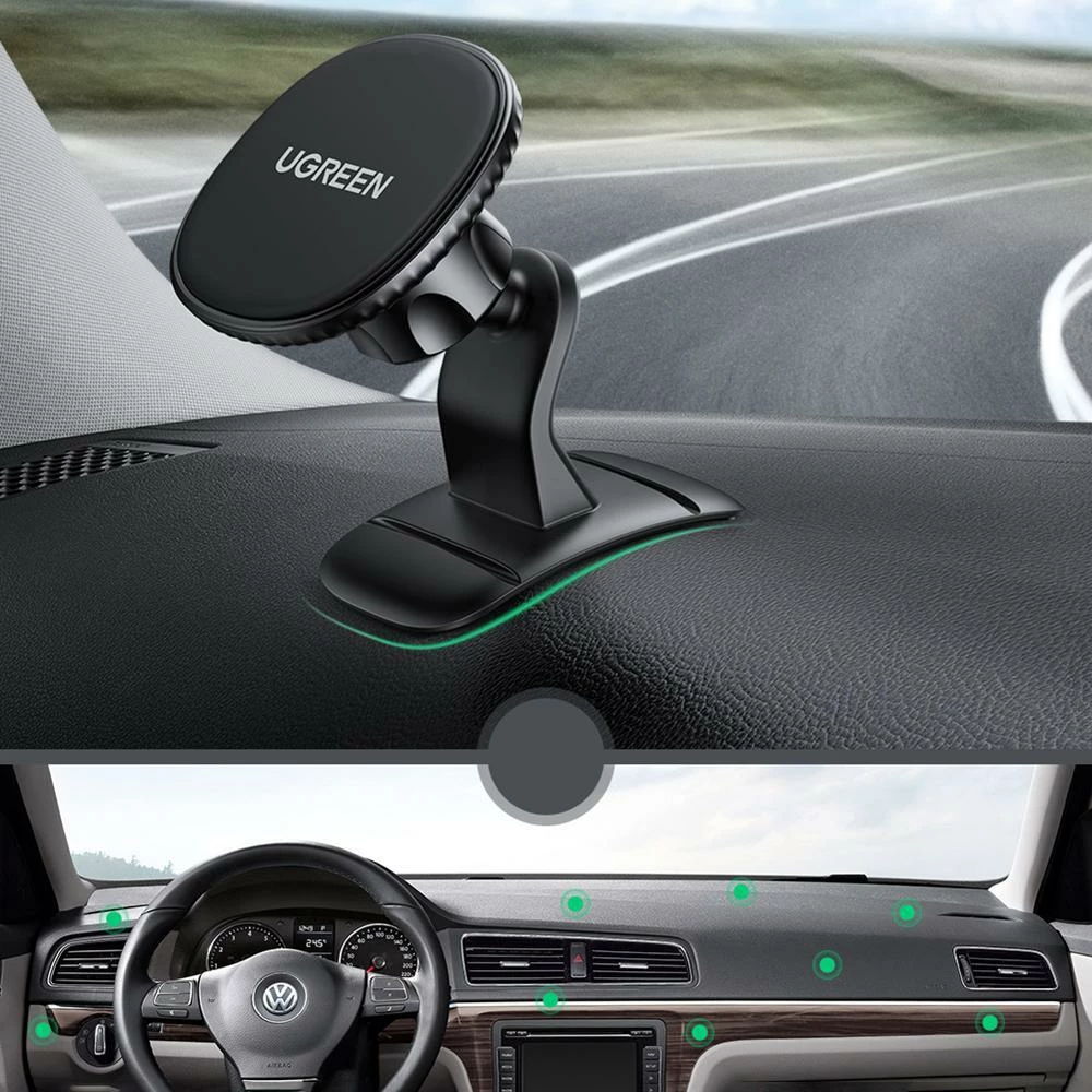 Mbajtës magnetik për celular Ugreen LP292 për dashboard, 4.7–7.2\", rrotullim 360°, i zi