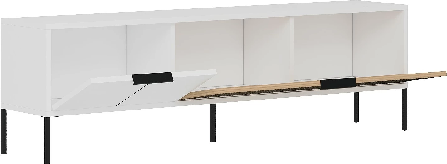 Komodë TV Skye Decor, ngjyrë e bardhë dhe ratan
