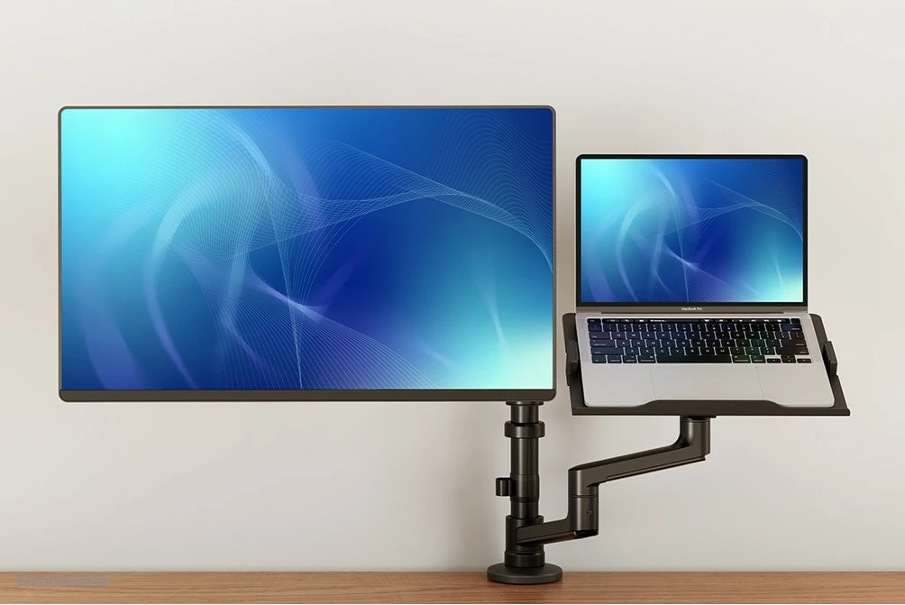 Krah tavoline Neomounts DS20-425BL2 për monitor dhe laptop, 27 inç, rregullim i lartësisë, i zi