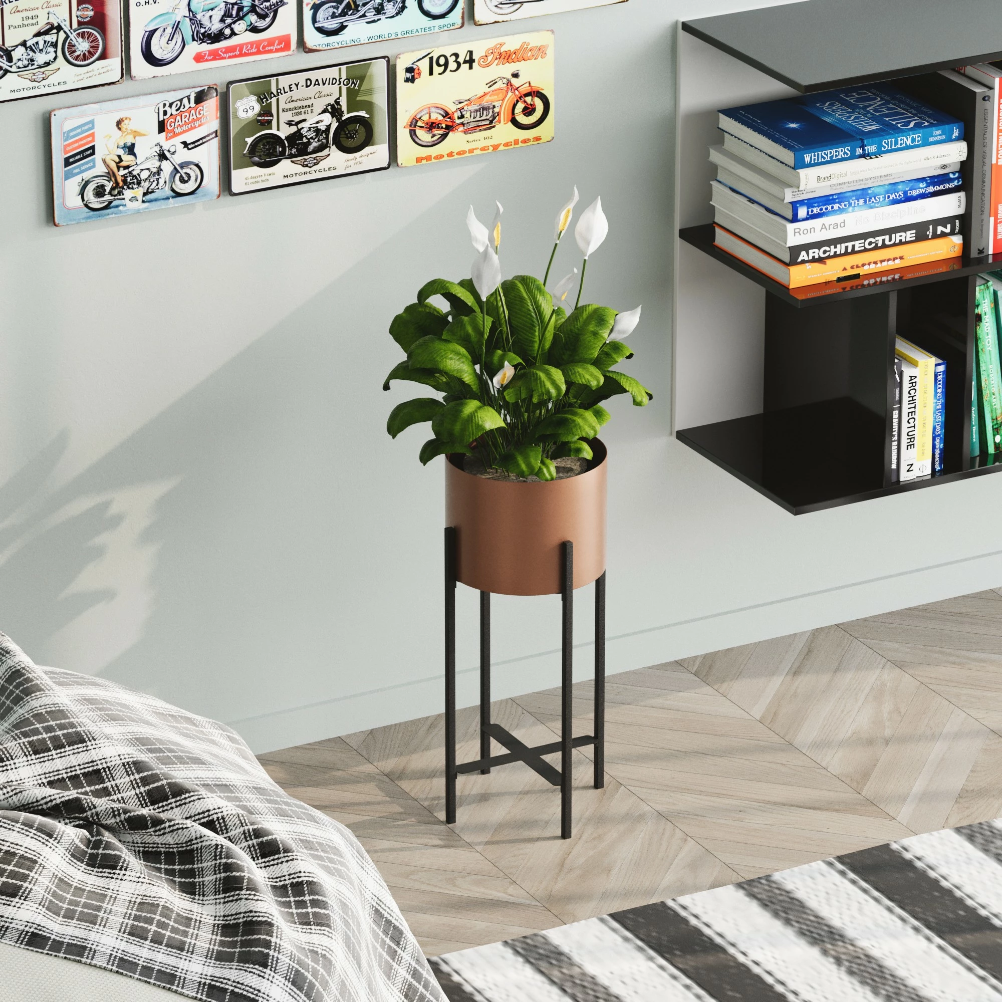 Vazo dekorative metalike, ngjyrë e zezë dhe bakri, Aberto Design, GED-026-B