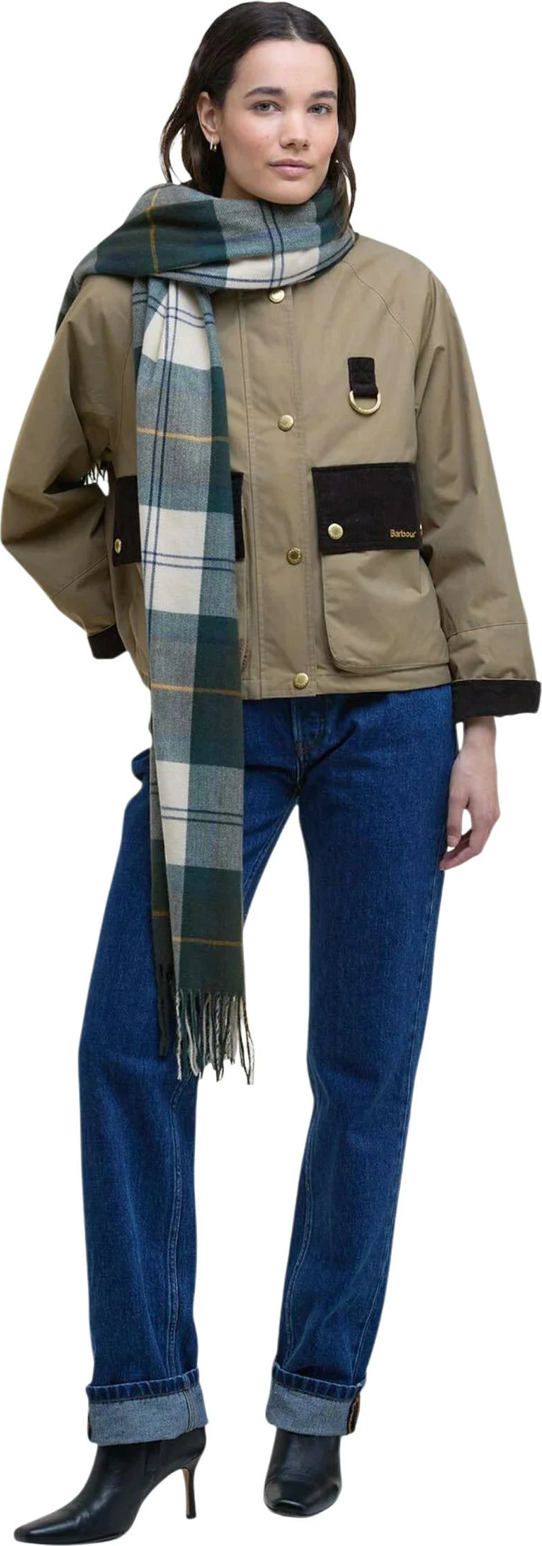 Shall për femra Barbour Stanway Tartan Wrap LSC0426, krem