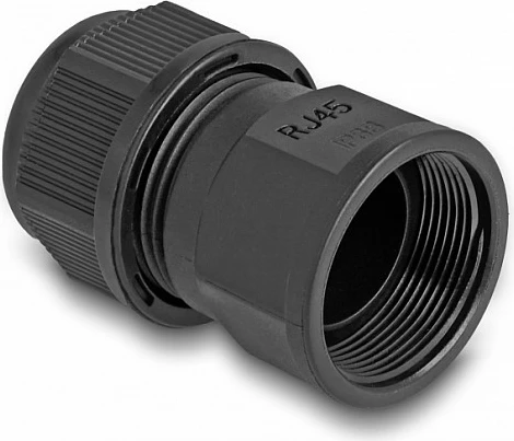 Kupler RJ45 DeLOCK feed-through, IP67, i papërshkueshëm nga uji dhe pluhuri, 38.5 mm, i zi
