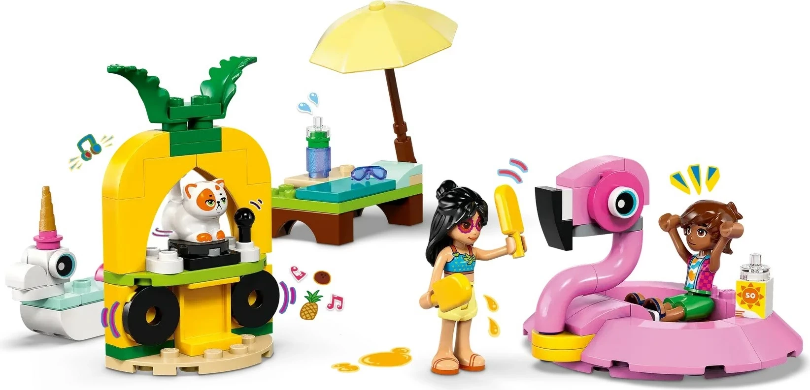 Set lodrash LEGO Friends 42658 Unicorn & Flamingo Pool Party, 99 pjesë