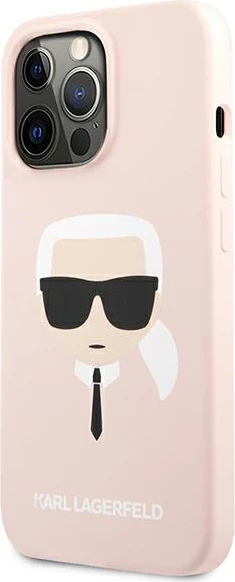 Mbështjellës Karl Lagerfeld Silicone Karl's Head për iPhone 13 Pro/13, Rozë e lehtë