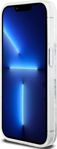 Mbështjellës DKNY Liquid Glitter Multilogo për iPhone 15 Pro, i bardhë