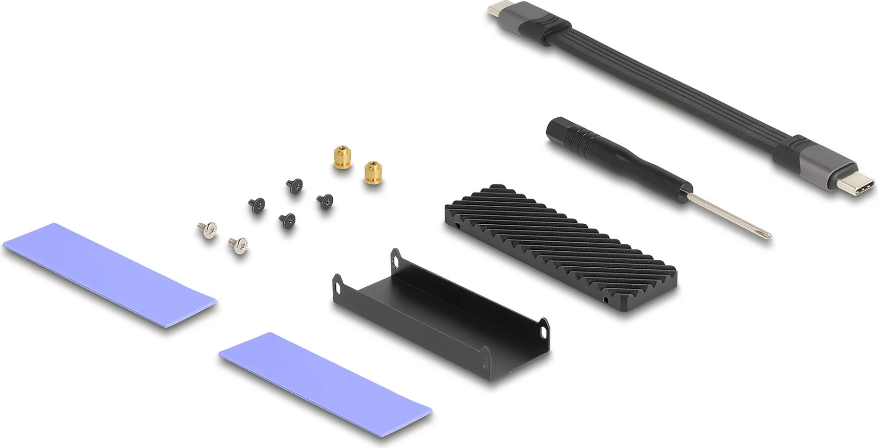 Kasë për SSD DeLOCK USB Type-C/USB4 40Gbps për M.2 NVMe (2242/2260/2280), e zezë/gri