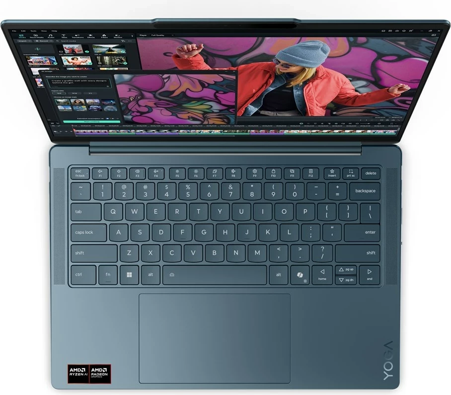 Laptop Lenovo Yoga Slim 7 14AKP10 Copilot+ PC, AMD Ryzen AI 5 340, 16 GB RAM, 512 GB SSD, 14" WUXGA, Teal