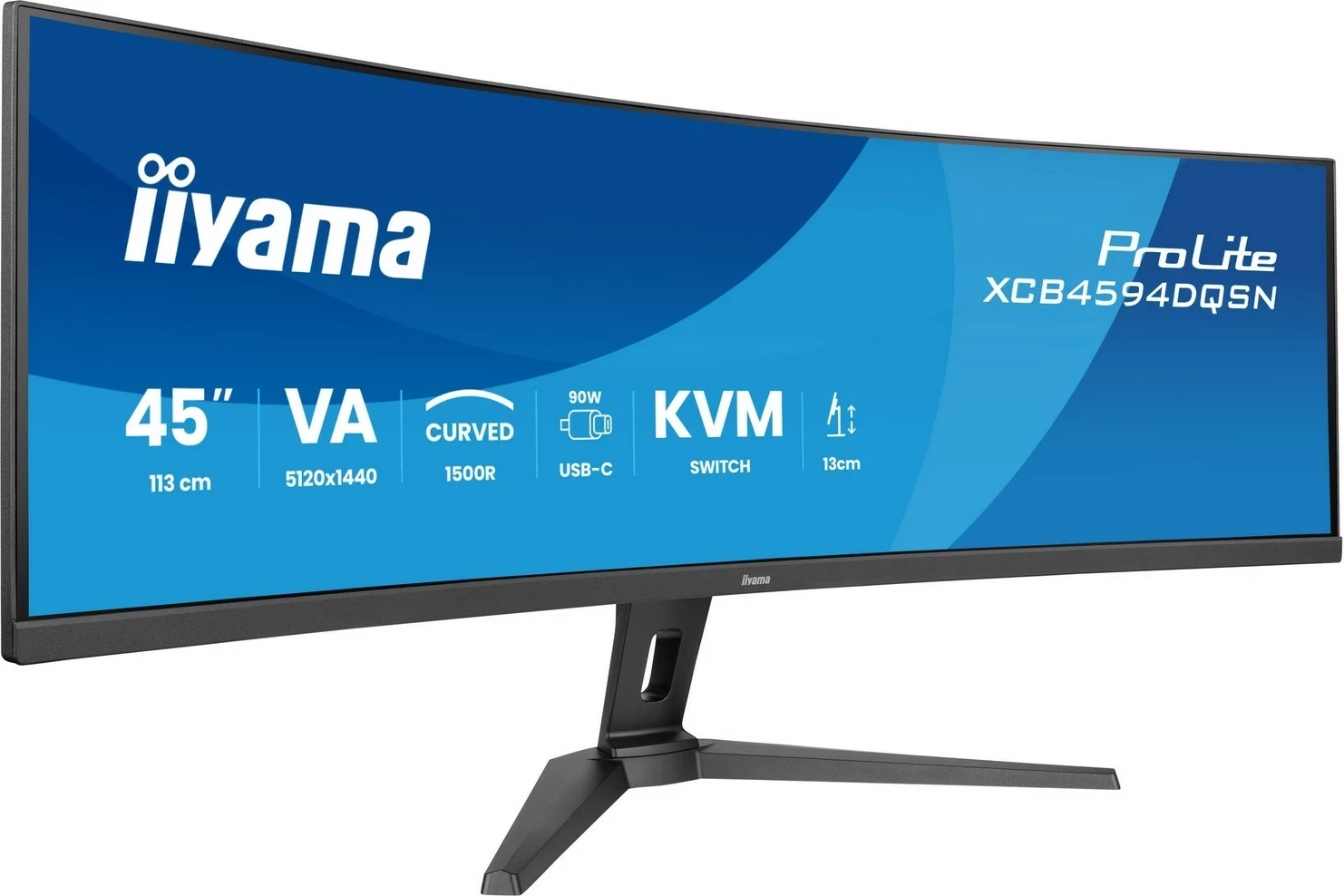 Monitor iiyama ProLite XCB4594DQSU-B1, 44", 32:9, 165Hz, USB-C, HDMI 2.1, i zi
