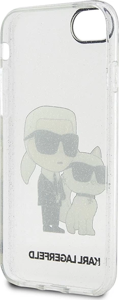 Mbështjellës Karl Lagerfeld KLHCI8HNKCTGT për iPhone 7/8/SE 2020/SE 2022, transparent, Gliter Karl&Choupette