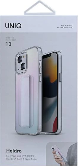Mbështjellës UNIQ Heldro për iPhone 13, me rrip FlexGrip, Iridescent