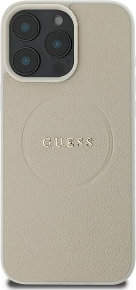 Mbështjellës Guess Grained Ring MagSafe për iPhone 16 Pro, bezhë