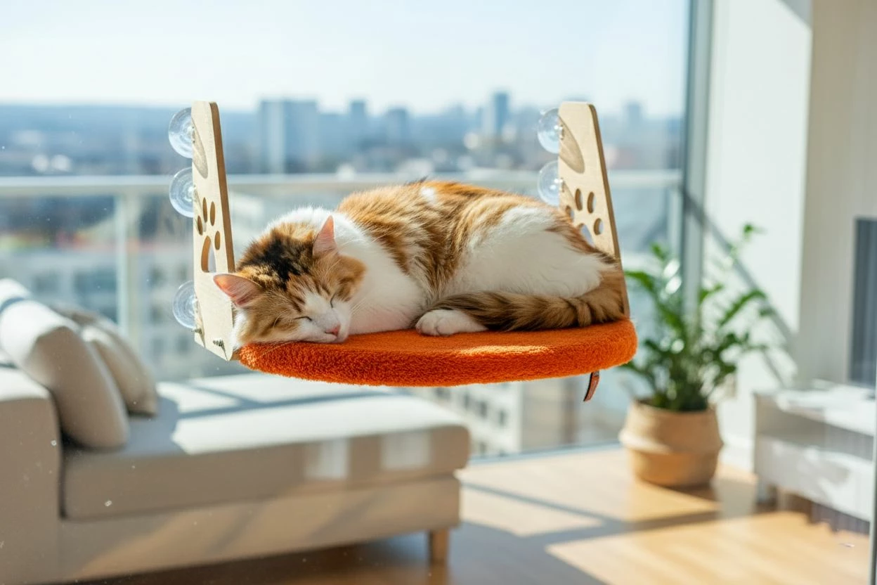 Shtrat dritareje për kafshë, portokalli, Paws & Whiskers