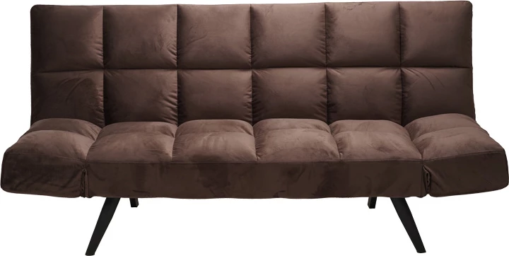 Divan-krevat Freddo I, kadife ngjyrë kafe, 181x81x86cm, 3 vende