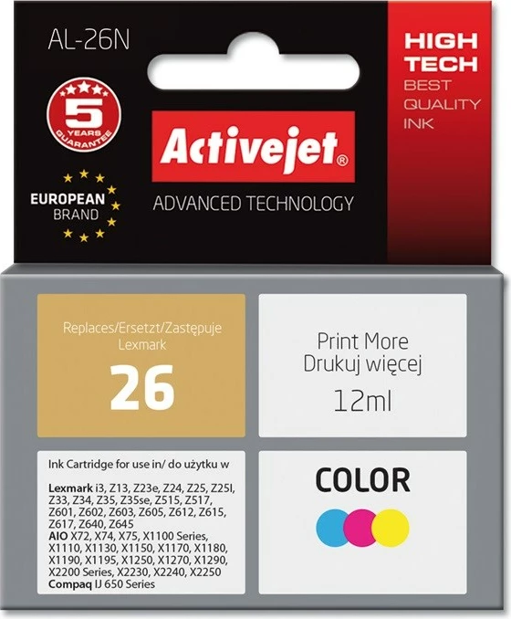Ngjyrë zëvendësuese Activejet për printer Lexmark AL-26N 10N0026, 12 ml