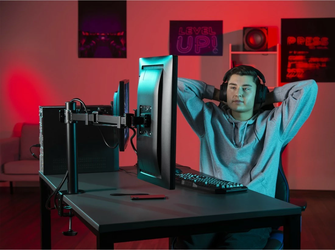 Mbajtës monitori tavoline Hama 118494, 2 krahë, 13-35 inç, i zi