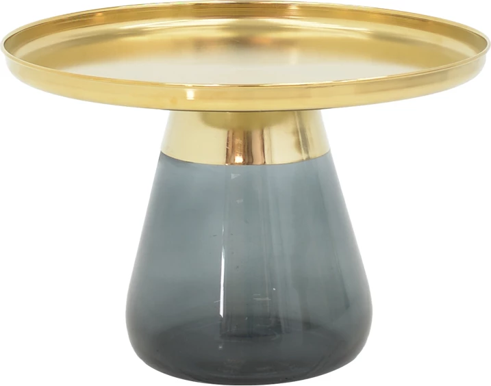 Tavolinë kafeje Kunlo Inart krom i artë-xham i zi D60x42cm