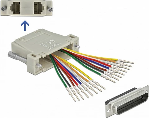 Adapter DeLOCK D-Sub HD 44-pin (Mashkull) në 2x RJ45 (Femër), beige