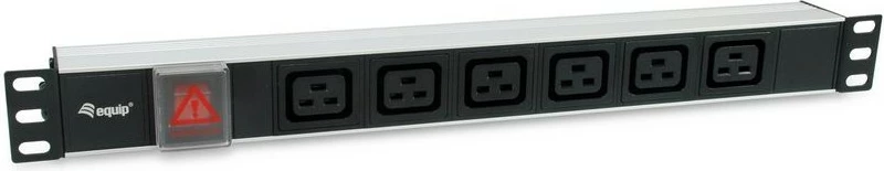 Prizë rackmount Equip 1U, 6x IEC C19, me ndërprerës, e zezë