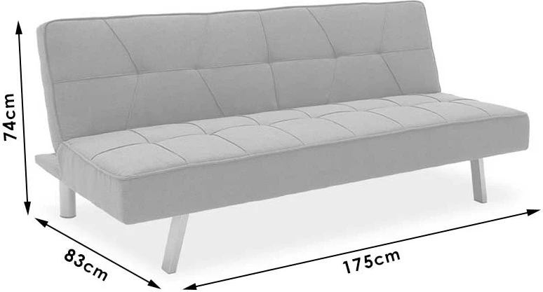 Divan shtrat 3 vendesh, ngjyrë gri, 175x83x74cm