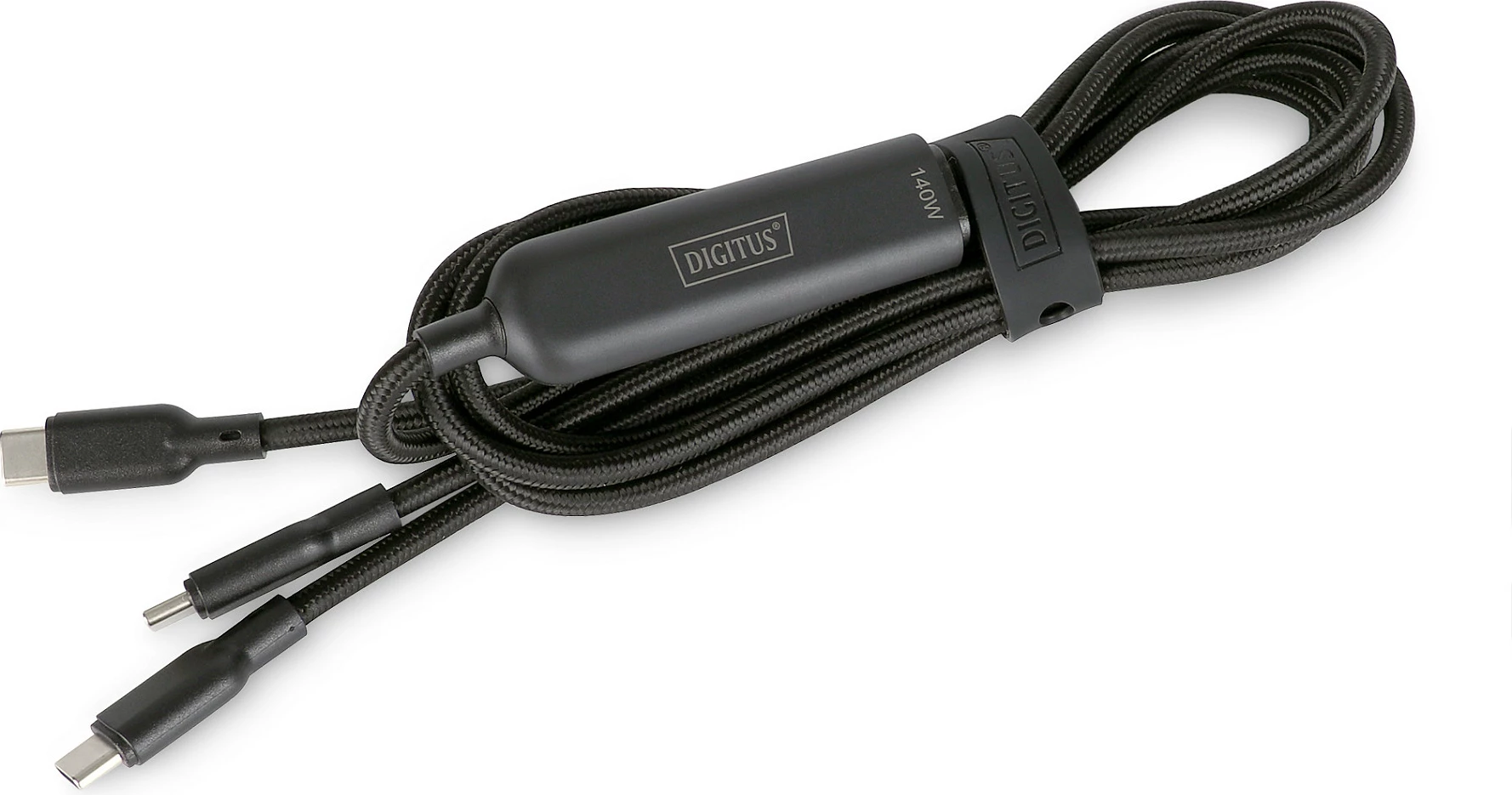 Kabllo karikimi Digitus USB-C 2në1, 140W USB PD, 1.8m, e zezë