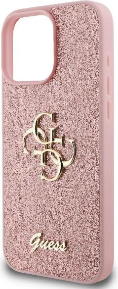 Mbështjellës Guess Fixed Glitter Big 4G për iPhone 16 Pro, Rozë