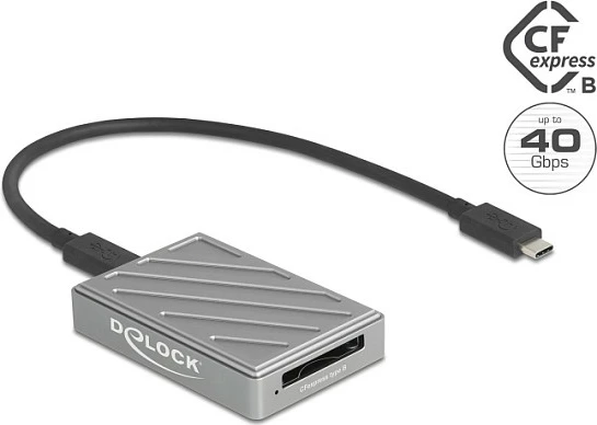 Card reader DeLOCK USB4 Type-C për CFexpress 2.0 Type B, 40 Gbps, gri