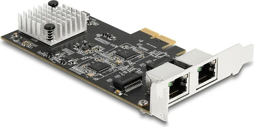 Kartelë rrjeti PCIe DeLOCK RTL8126, 2x RJ45, 5 Gigabit, e brendshme, e zezë