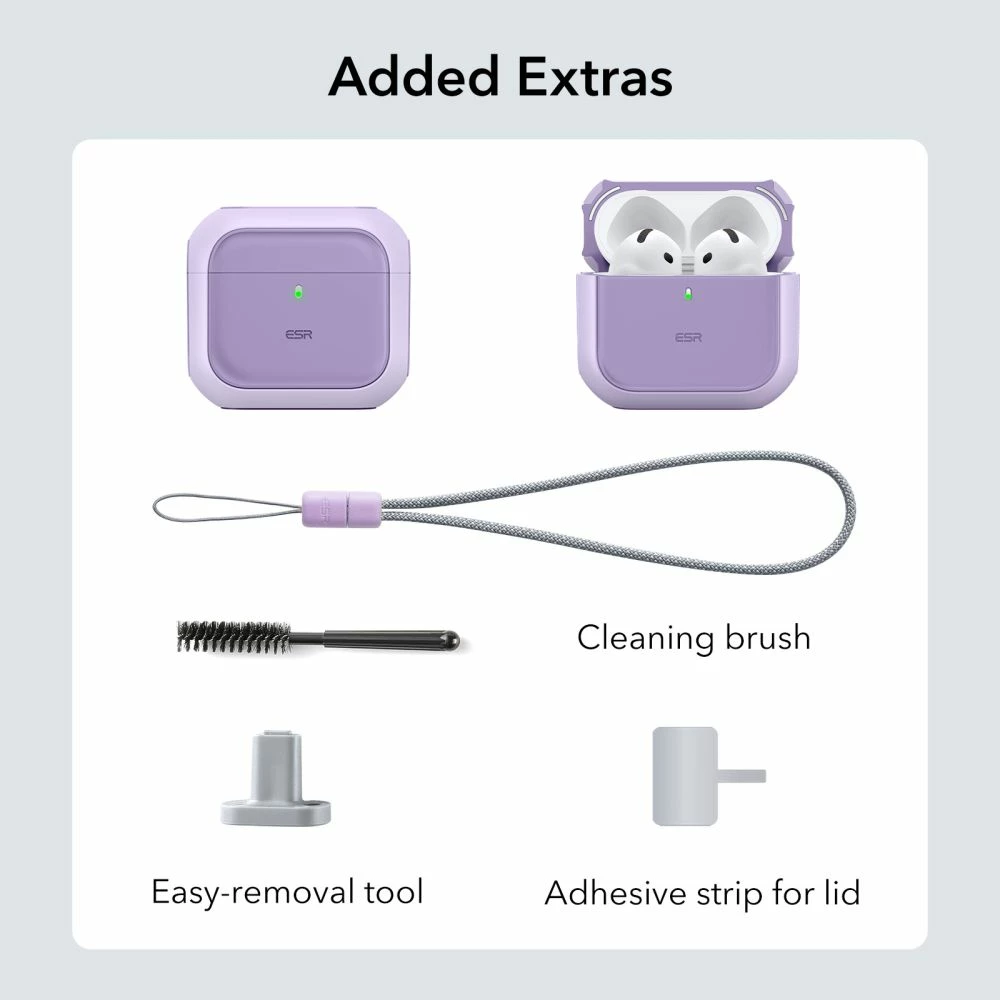 Mbështjellës ESR Orbit HaloLock për AirPods 4, MagSafe, vjollcë