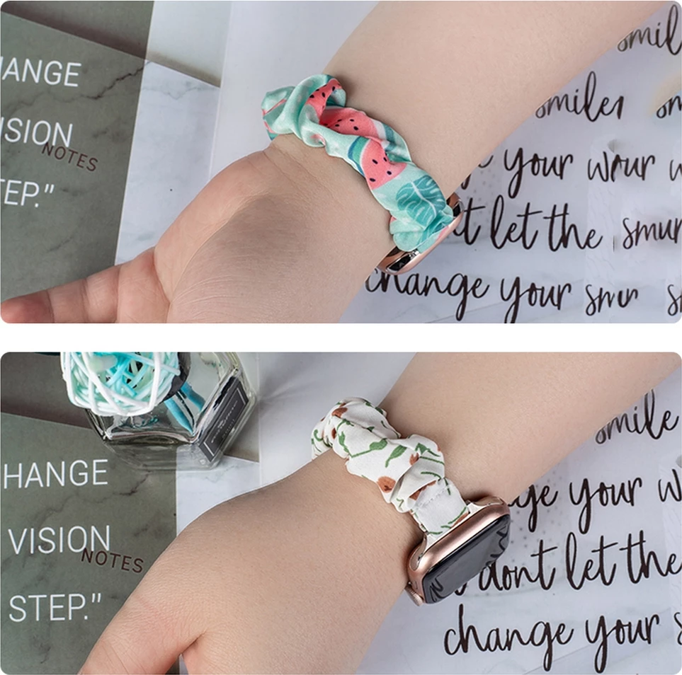 Rrip tekstili për Apple Watch Hurtel, elastik, model shalqiri, Blu