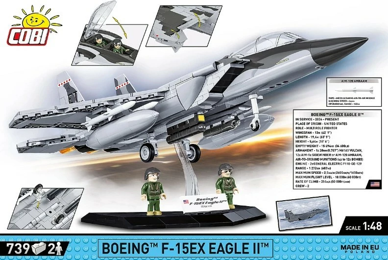 Set blloqesh ndërtimi Cobi Boeing F-15EX Eagle II, 739 pjesë, 1:48