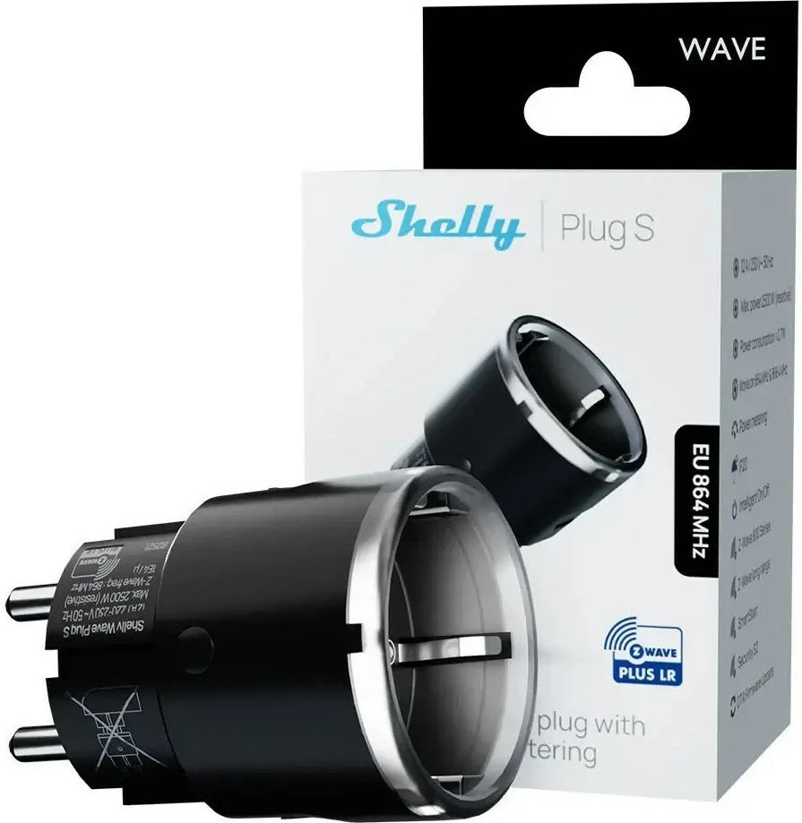 Prizë e mençur Shelly Wave Plug S, Z-Wave 800, e zezë