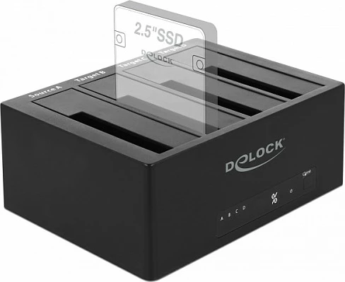 Docking station DeLOCK 64063, 4x SATA për HDD/SSD 2.5/3.5, USB 3.2 Gen1, Clone, e zezë