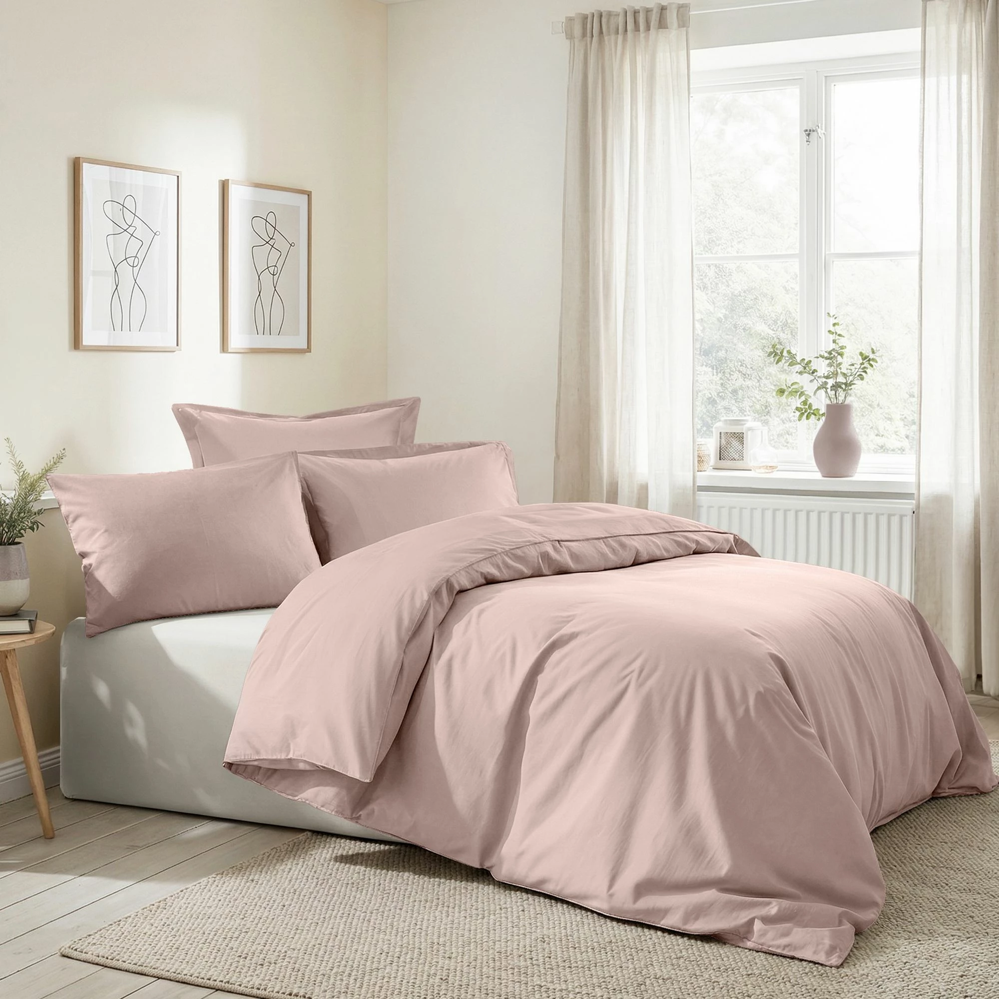Set mbulesë jorgani njëpersonale Ranforce, ngjyrë Dusty Rose, L'essentiel