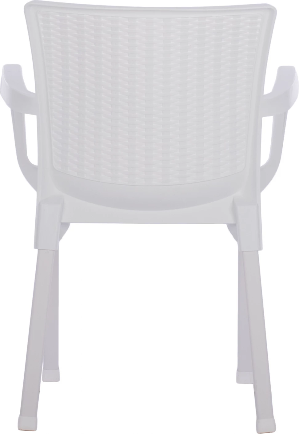 Karrige e bardhë polipropileni rattan, këmbë alumini, FH5591.01, 60x60x82 cm