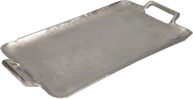 Tabaka dekorative e sheshtë, alumin, argjend, 49x26x4cm