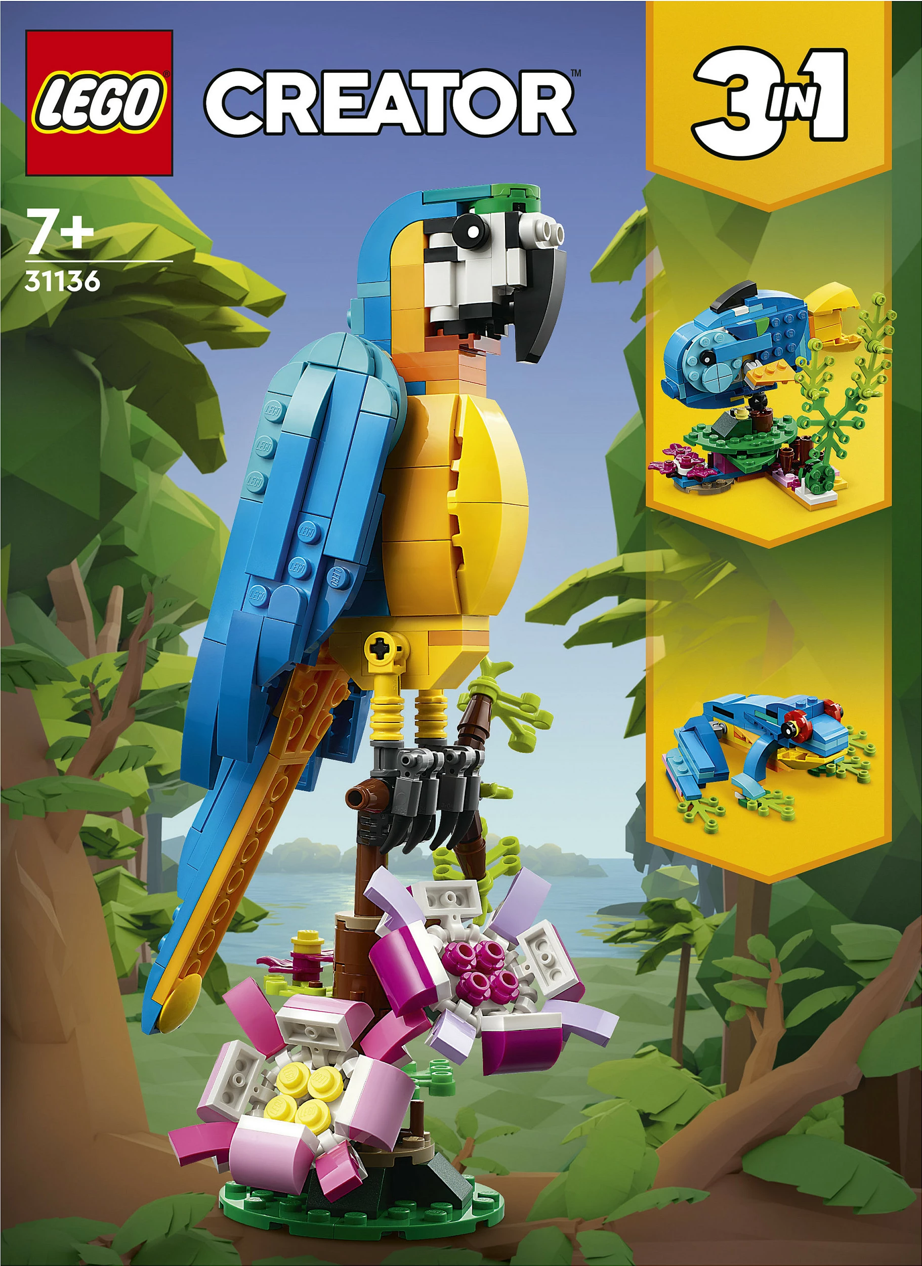 Set ndërtimi LEGO Creator 3-in-1 Papagalli Ekzotik, 253 pjesë, shumëngjyrësh