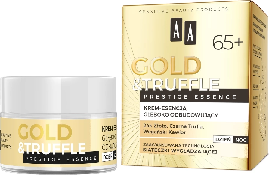 Krem-essencë për fytyrë për femra AA Gold & Truffles Prestige Essence 65+, 50ml
